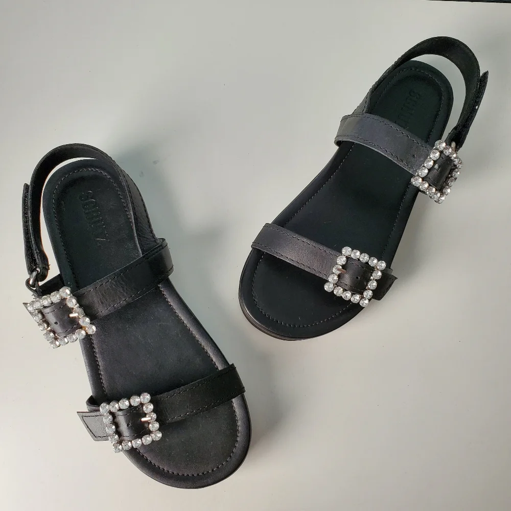 NEW Schutz Ruth Platform Sandals 90's Y2K Grunge Rhinestone Buckles Leather - Picture 8 of 8